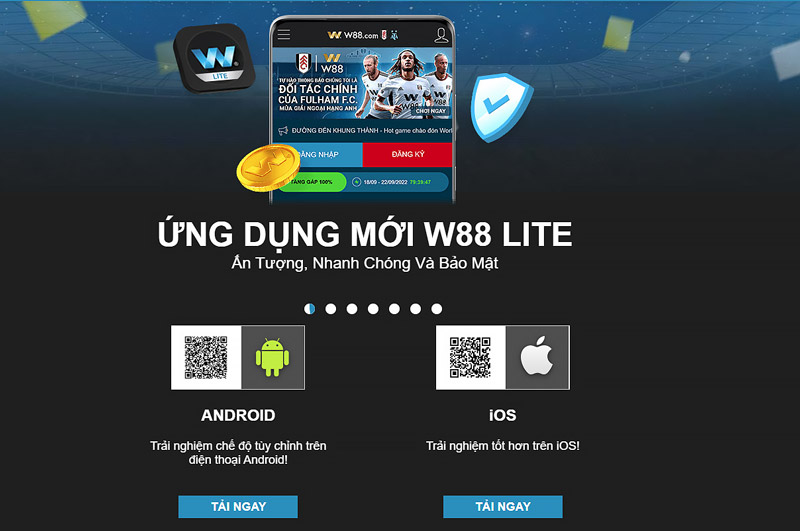 Tải app W88 thông qua việc quét mã QR trên website