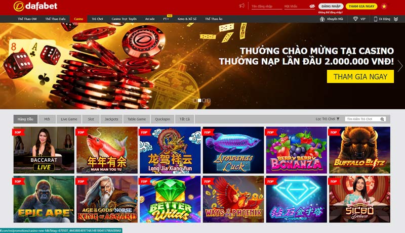 Sòng casino trực tuyến Dafabet được yêu thích