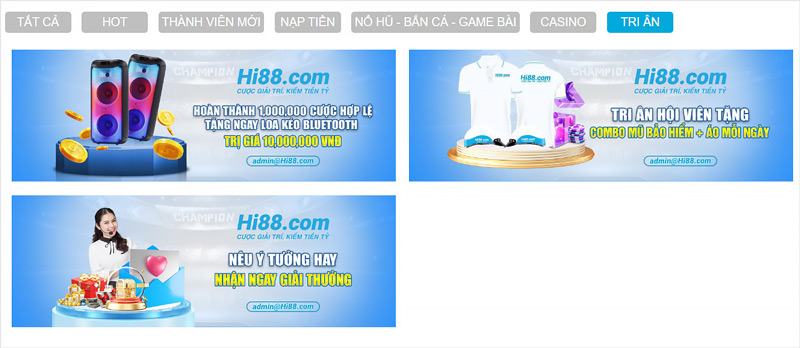 Nhà cái Hi88 hỗ trợ tri ân khách hàng thân thiết