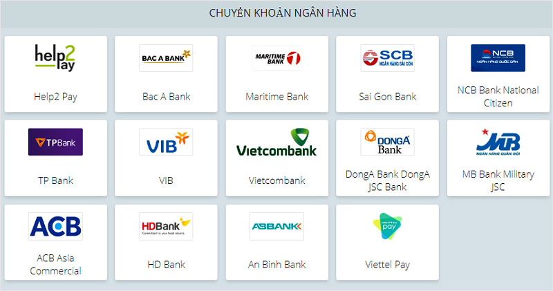 22Bet liên kết với nhiều ngân hàng lớn tại Việt Nam